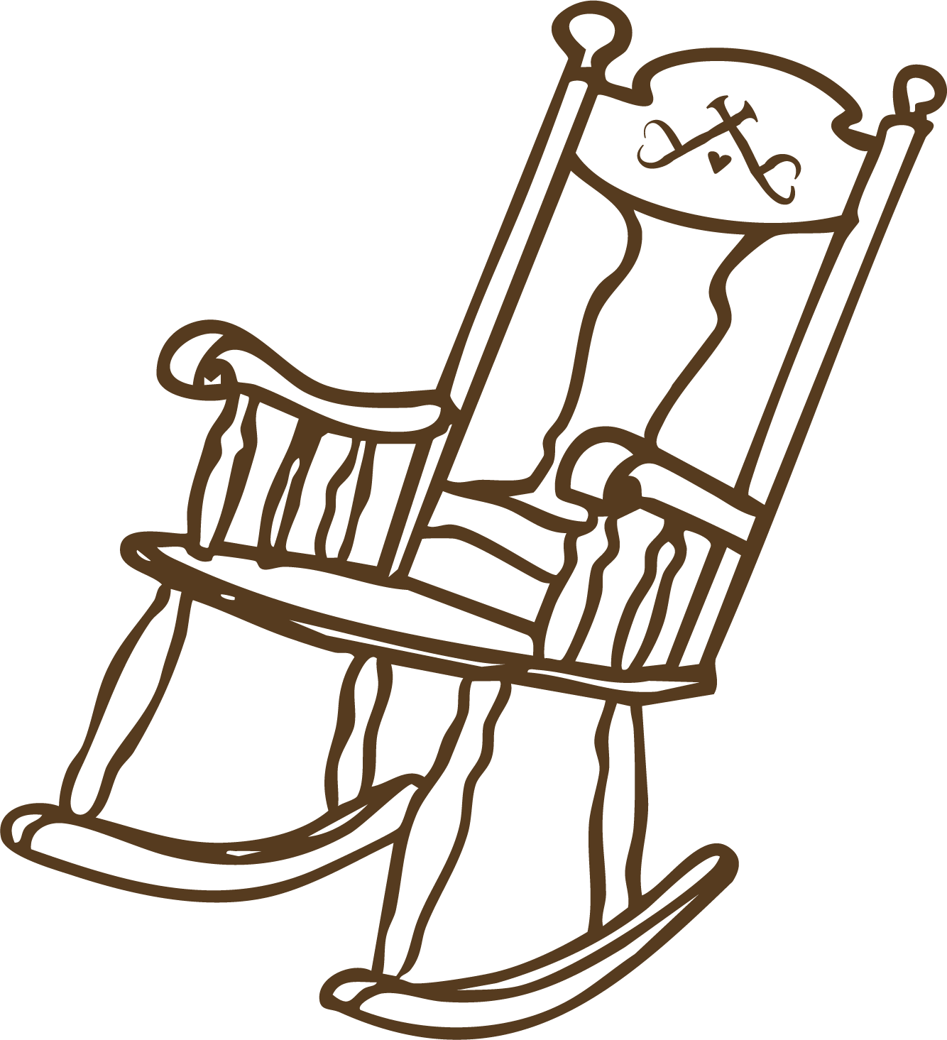 Handgezeichnetes Icon eines Schaukelstuhls, Symbol für die ruhige Wohnlage der Seniorenresidenz Jakobi nahe dem Westpark in Ingolstadt.